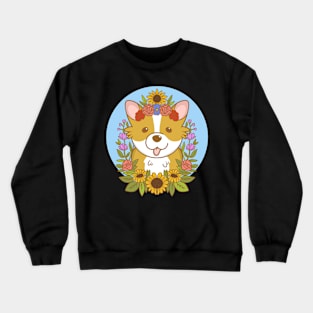 Corgi with Flowers Corgi Lover Crewneck Sweatshirt